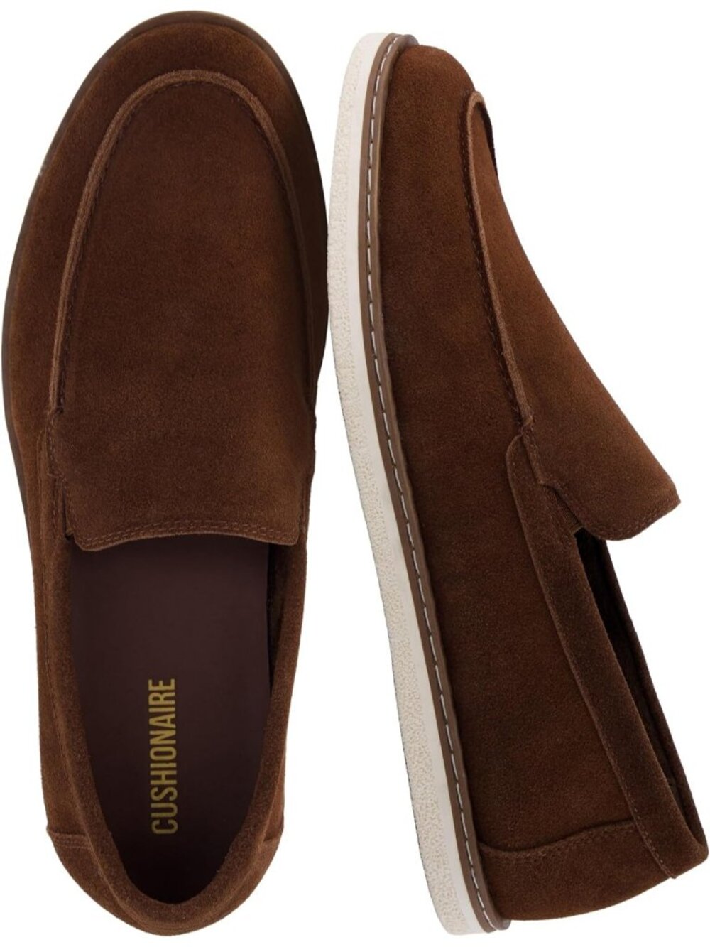 Men's Brown Genuine Suede Slip-On Moc Toe Construction Casual Penny Loafers Shoe